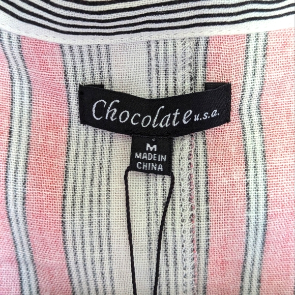 NWT Chocolate USA Striped Long Vest Size M - Picture 4 of 5